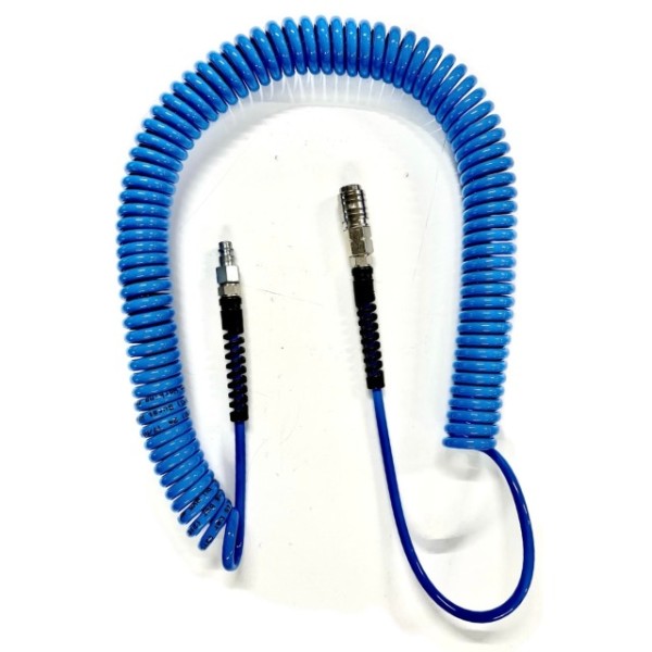 AZE Druckluftspiralschlauch 7.5m 8x5mm mit Anschlüssen blau