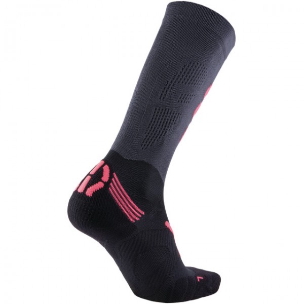 UYN Lady Run Compression Fly Socks anthracite / coral fluo
