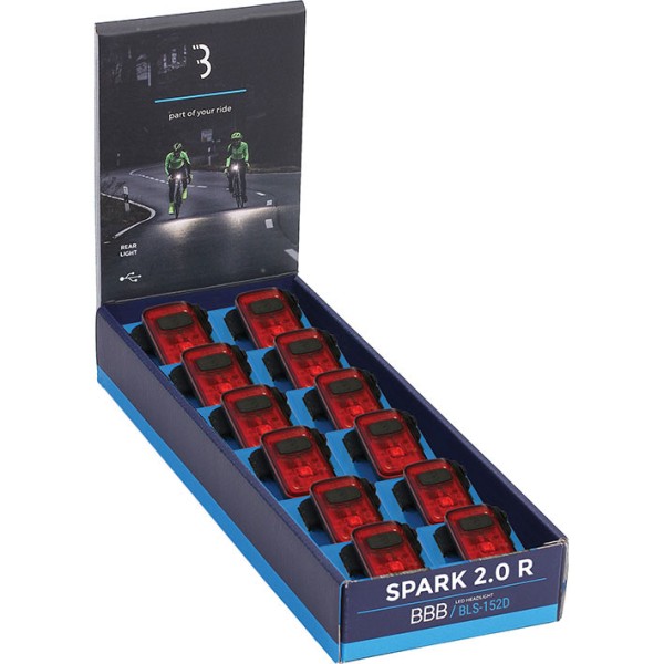 Licht Spark 2.0 Hinten mit USB / Akku schwarz Box 12x, Schnellverschluss