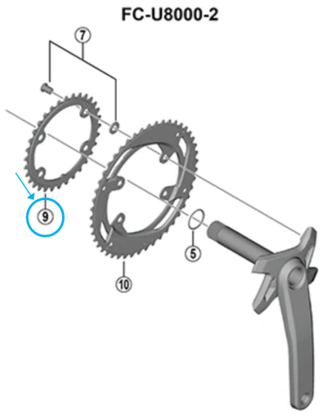 Shimano Kettenblatt CUES FC-U8000-2 32 Zähne BM