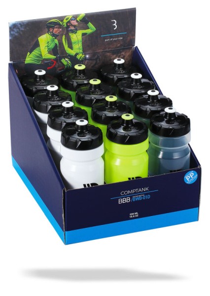 BBB Bidon 12 Stk. 0.55l, assortiert weiss-schwarz, klar-schwarz, neongelb