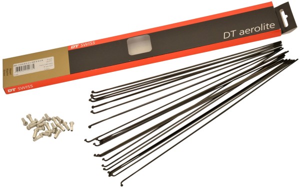 Speichen Aerolite 292mm schwarz, 2,0/2,3x0,9mm, ohne Nippel, Karton à 20 Stk.