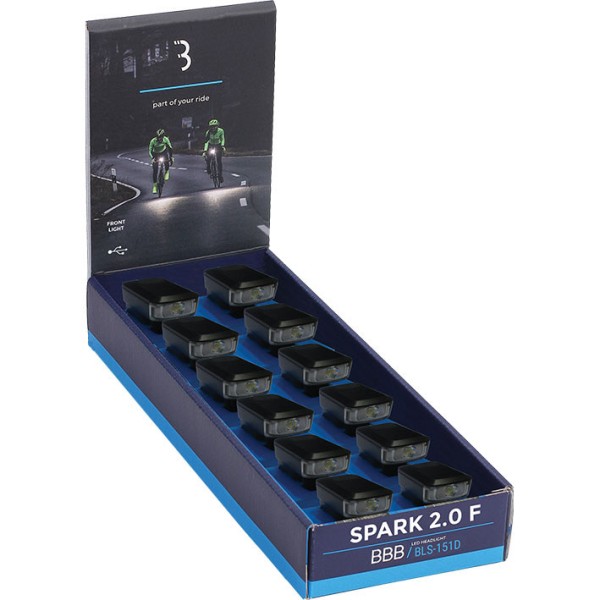 Licht Spark 2.0 Vorne mit USB / Akku schwarz Box 12x, Schnellverschluss