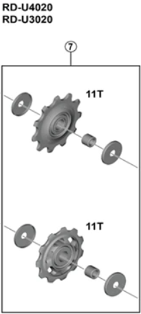 Shimano Führungs- und Spannrolle RD-U4020/RD-U3020 Paar