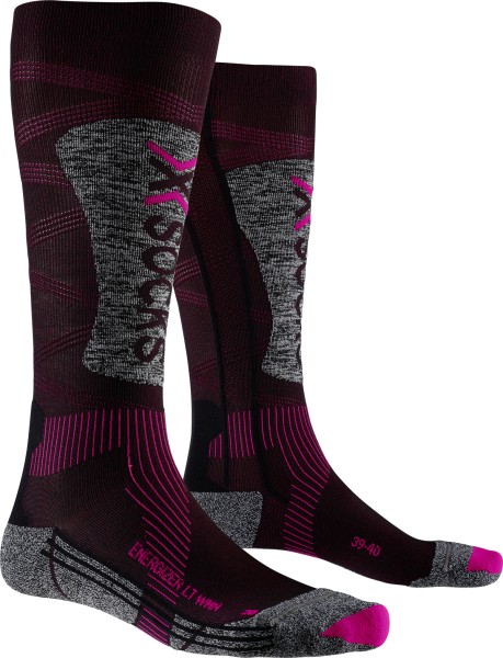 X-SOCKS Women Ski Energizer LT 4.0 black/fluo pink/stone grey melange
