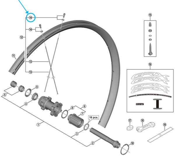 Shimano Speichennippel WH-RX570-TL