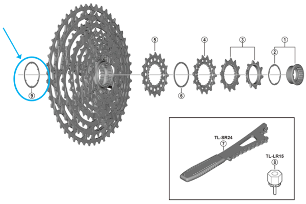 Shimano Spacer/Folie zu XTR CS-M9100 12-Gang 10-51 Zähne