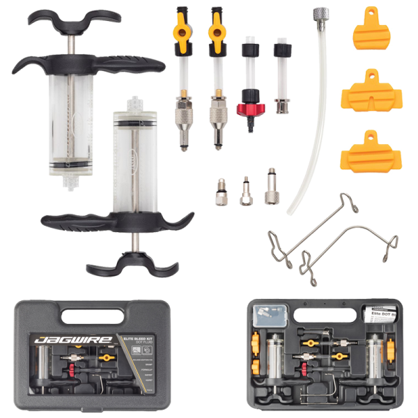 Jagwire Werkzeug, ELITE BLEED KIT DOT BLACK seals incl. Avid Sram Formula Hayes & Hope Adapter