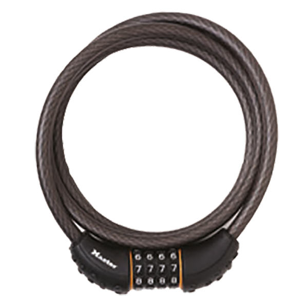 Masterlock Spiralkabelschloss, Zahlenkombination inkl. Halter