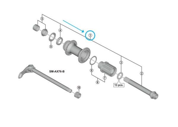 Shimano Deore XT Achse komplett FH-M8010-B Boost
