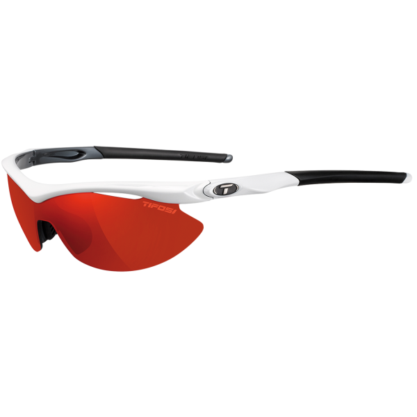 Tifosi Sonnenbrille Slip, White/Gunmetal, S-L, Full Red/AC Red/Clear