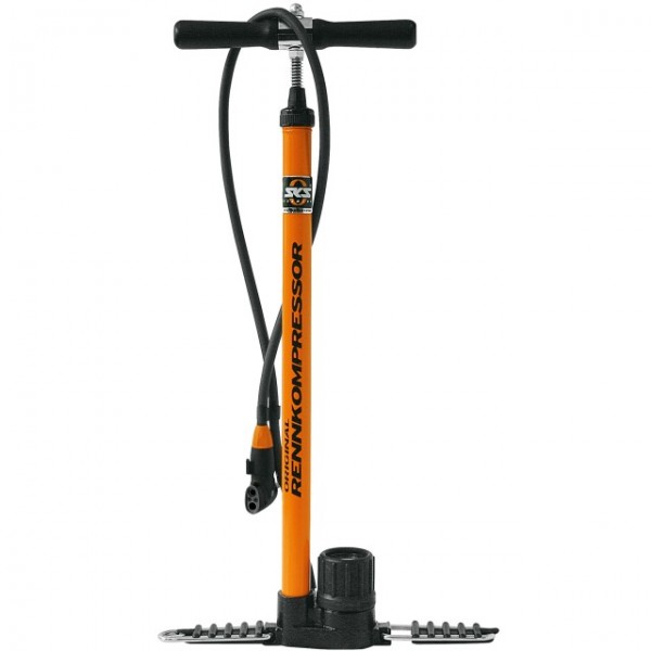 SKS Standpumpe Rennkompressor Stahl Multi Valve mit Manometer orange