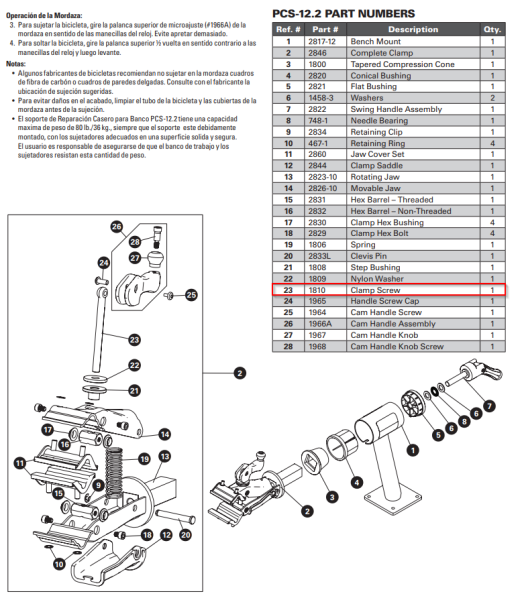 Ersatzteil, 1810 Clamp Screw zu PCS-12.2 / 10.3