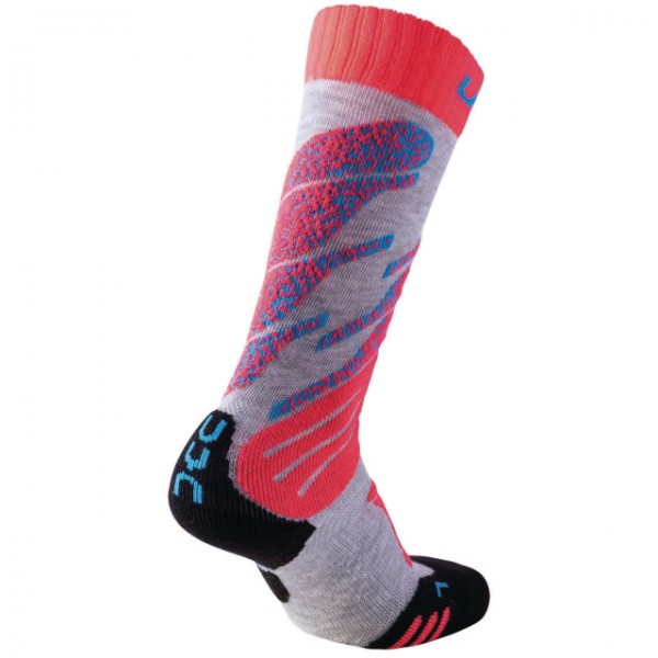 UYN Junior Ski Socks light grey / coral fluo