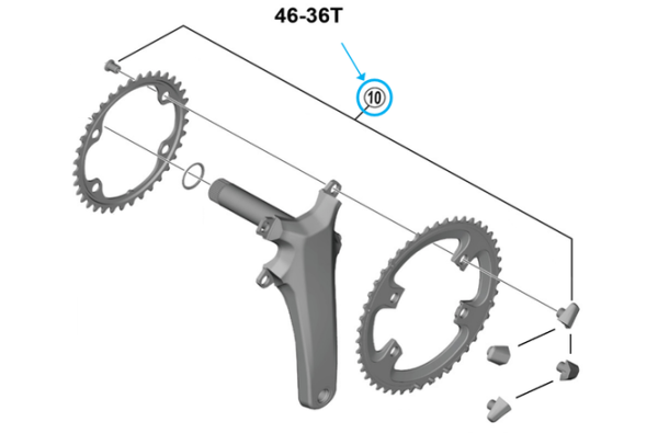 Shimano Kettenblattschrauben-Set FC-08 M8x10.1 mm 4 Stück für 46x36T