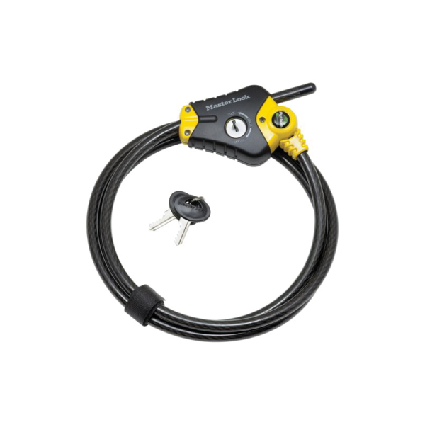 Masterlock Kabelschloss, PYTHON® black/yellow mit verstellbarem Stahlkabel