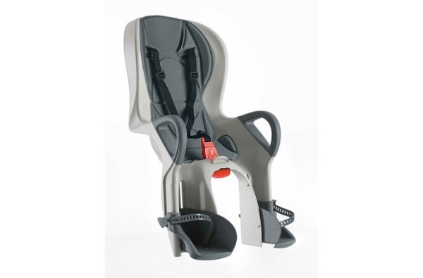 Ok Baby Kindersitz 10+ grau mit grauem Sitzpolster Montage hinten mit Halteblock
