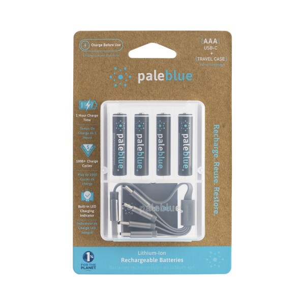Pale Blue Battery AAA USB-C 4pcs