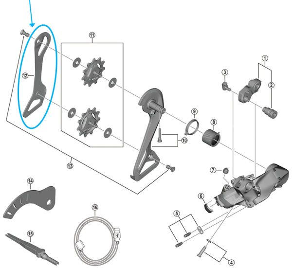 Shimano Leitblech RD-R8150 innen