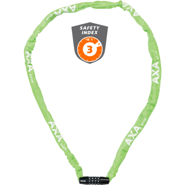 Kettenschloss, Zahlenkombination, RIGID Code, Nylon GREEN, Länge: 120 cm, Ø 3.5 mm