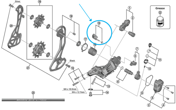 Shimano Wechselhebel-Einheit + Befestigungsplatte RD-RX810