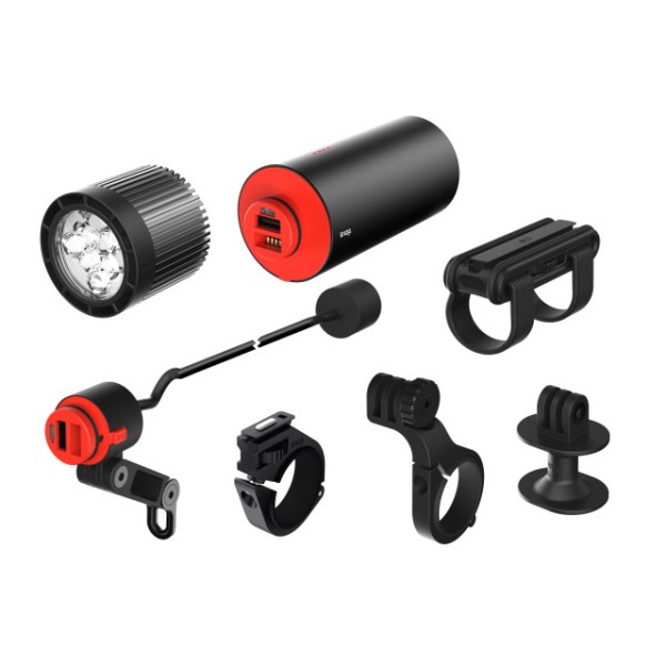 Knog Scheinwerfer PWR MTB 2000 Set mit Helm- und Lenkerhalter black