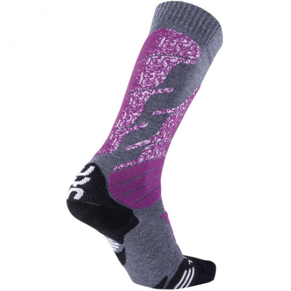 UYN Lady Ski All Mountain Socks medium grey melange / purple