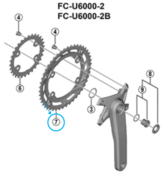 Shimano Kettenblatt CUES FC-U6000-2 36 Zähne BK