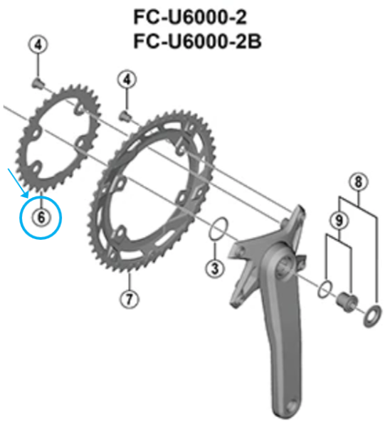 Shimano Kettenblatt CUES FC-U6000-2 22 Zähne