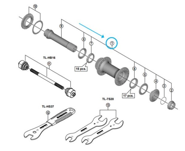 Shimano Achse komplett HB-M8010-B