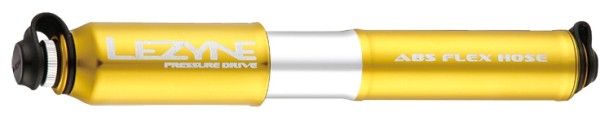 Lezyne Handpumpe Pressure Drive ABS S Gold, 8.3 Bar, ABS Flex Hose, Presta/Schrader