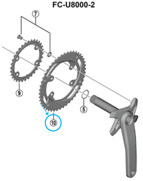 Shimano Kettenblatt CUES FC-U8000-2 46 Zähne BM