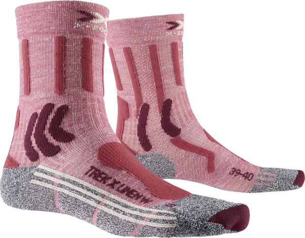 X-SOCKS Women Trek X Linen vintage red melange/grey melange