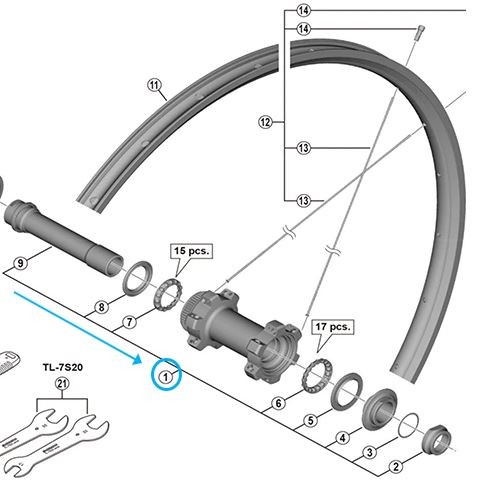 Shimano Achse komplett WH-MT600-F15 110 mm