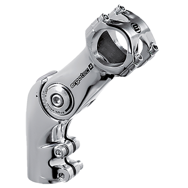 Ergotec Vorbau, OCTOPUS 50, 1 1/8", 25.4mm, 90mm, 0°/+60°, L4 silver-polish