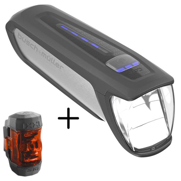 B&M Lichset IXON Core 2+IXXI mit USB-C-Kabel und Steckernetzgerät