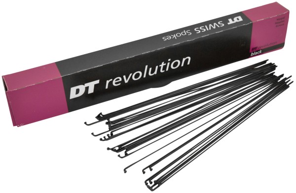 Speichen Revolution 282mm schwarz, 2,0/1,5mm, ohne Nippel, Karton à 100 Stk.